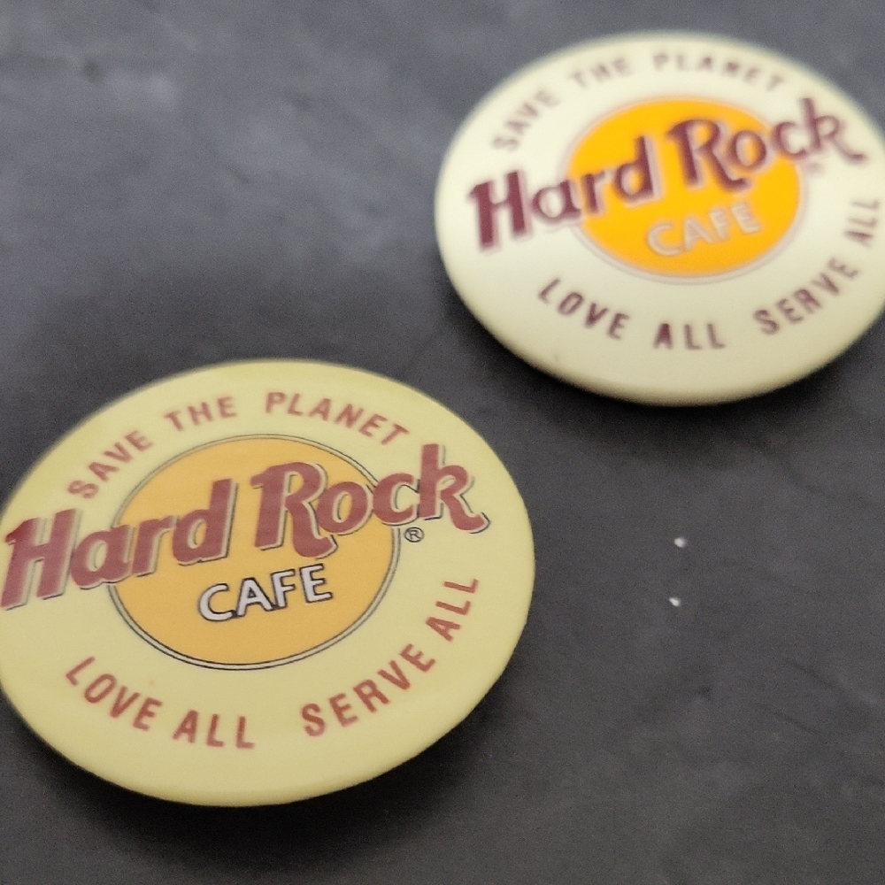 Hard Rock Cafe Cream and Orange Pins